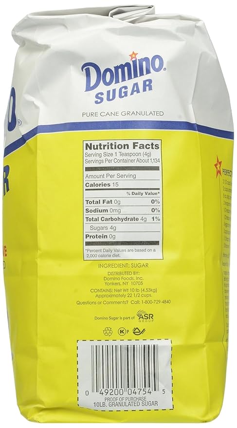 Domino Sugar, Granulated, 10 lb Resealable Plastic Bag, 2 Pack