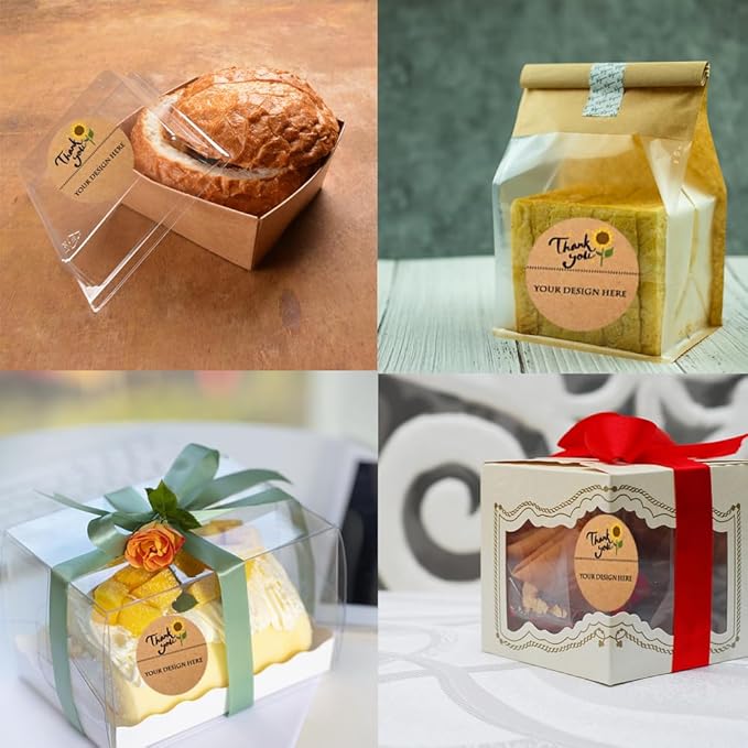 60-1000 pcs Custom Stickers Kraft Pape Labels, JOVELLO Personalize Business Logo Labels, Label Stickers for Baking Packaging,Envelope Seals, Small Business