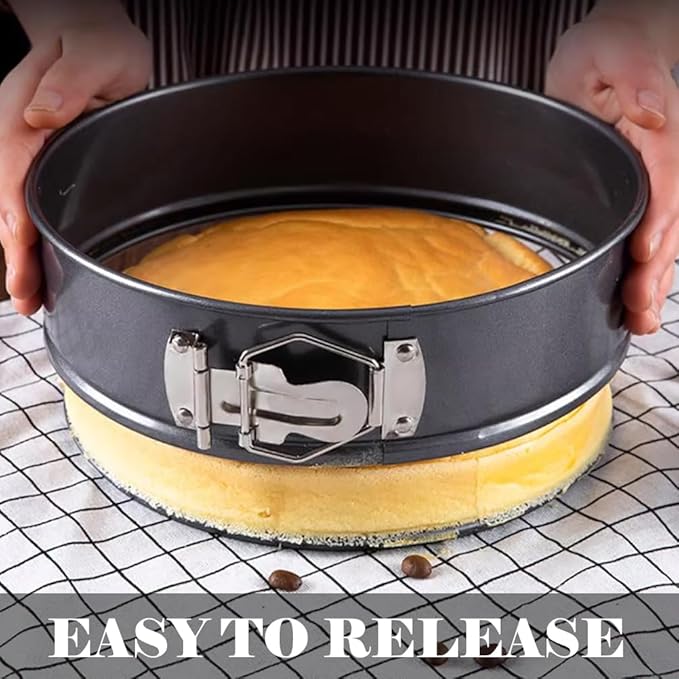 4 Pack Springform Pan Tins Set 4, 7, 9,10 Inch Baking Mold Round Leakproof Nonstick Removable Bottom Bakeware for Cake Cheesecakes Pie Pizza and Quiches