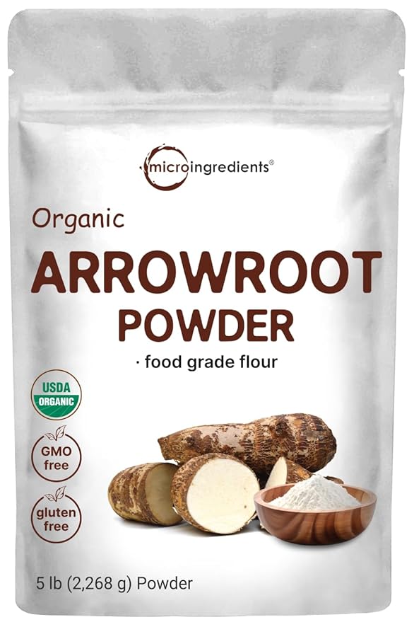 Organic Arrowroot Powder (Flour), 5lb (80oz) | Premium Source from Arrowroot Plants | Unflavored Thickening Agent for Cooking & Baking | Substitute for Cornstarch or Wheat | Non-GMO, Gluten Free