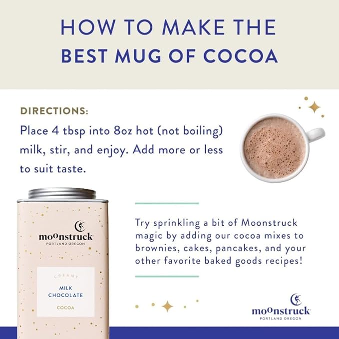 Moonstruck Chocolate Creamy Milk Chocolate Hot Cocoa Mix, 9.5oz (Pack of 1)