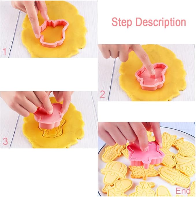 Novel Thanksgiving Cookie Cutters and Stamper, Maple Leaf, Squirrel, Hazelnuts, Turkey, Corn, Pumpkin 3D Cookie Cutters Set for Thanksgiving Baking (Pack of 12)
