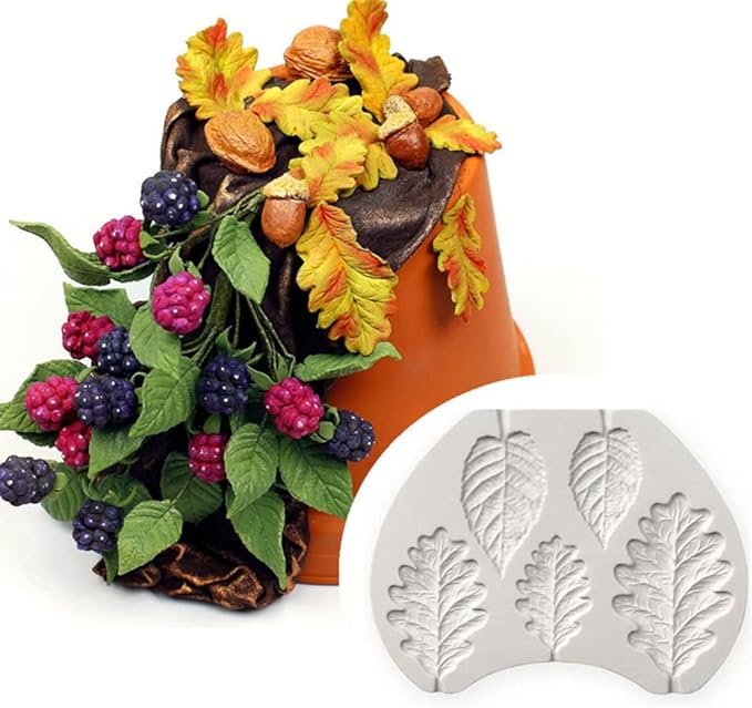 Leaf Silicone Mold Rose Flower Fondant Molds DIY Cake Decorating Tools Sugarcraft Candy Resin Clay Chocolate Gumpaste Moulds (4.2 x 3.28 x 0.24 inches)
