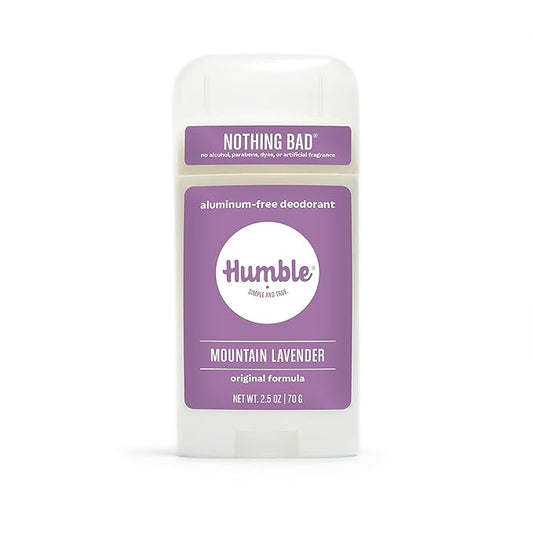 HUMBLE BRANDS Original Formula Aluminum-free Deodorant. Long Lasting Odor Control with Baking Soda and Essential Oils, Mountain Lavender, Pack of 1