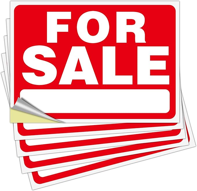 for Sale Sign Stickers- 5 Pack for Sale Signs Car, 10x7Inch Self-Adhesive Vinyl for Sale Sign Decal for Vehicles, Houses, Business, Garage- Scratch, Weatherproof, UV Resistant-Indoor and Outdoor