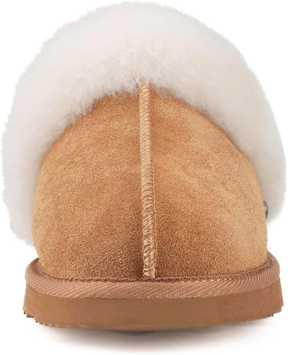 Parfeying Women's Sheepskin House Slippers Indoor Outdoor Shearling Shoes for Women