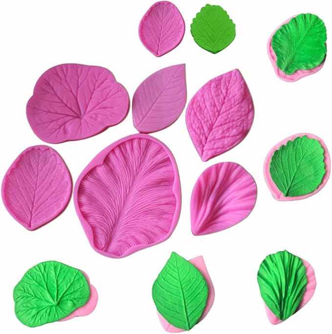 Leaf Silicone Mold Rose Flower Fondant Molds DIY Cake Decorating Tools Sugarcraft Candy Resin Clay Chocolate Gumpaste Moulds (6PCS/lot)