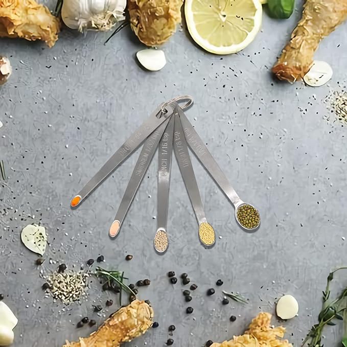 5PCS 1/32 Teaspoon(1/32tsp, 0.16ml, Smidgen) Single Tiny Measuring Spoon, Small Individual Stainless Steel Measure Spoons Only