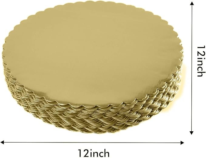 [15pcs] 12" Gold Cakeboard Round,Disposable Cake Circle Base Boards Cake Plate Round Coated Circle Cakeboard Base 12inch,Pack of 15