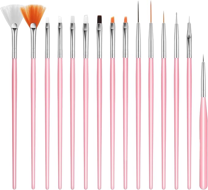 15 PCS Cake Painting Brushes Pink Cookie Decorative Paint Brushes Food Safe Paint Brush Multifunction Sugar Cookie Decorating Brush Kit for DIY Fondant Candy Cakes Baking Painting Decorations Supplies