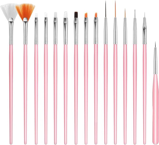 15 PCS Cake Painting Brushes Pink Cookie Decorative Paint Brushes Food Safe Paint Brush Multifunction Sugar Cookie Decorating Brush Kit for DIY Fondant Candy Cakes Baking Painting Decorations Supplies