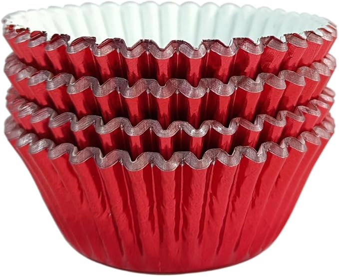 MEETINGU Bright Red Cupcake Liners, Paper Foil Cupcake Liners Muffin Baking Cups for Standard Baking Cupcakes