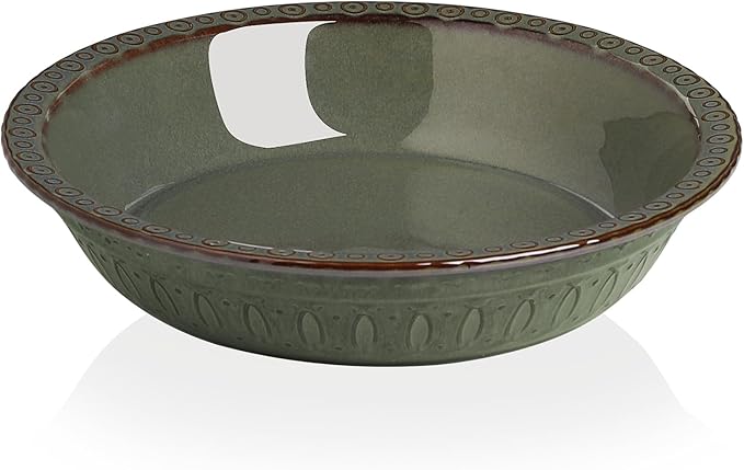 Sweejar Ceramic Pie Pan for Baking,Round Baking Dish Pan for Dinner 10 Inches, Pie Dish Non-Stick Pie Plate for Quiche, Tart, Cake, Pumpkin Pie, Pot Pies(Gray)