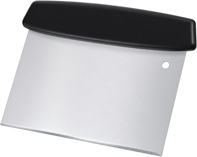 Stainless Steel Metal Griddle Scraper Heavy Duty Flat Top Grill Scraper Outdoor BBQ Turners Tools Dough Cutter for Pizza and Bread, Versatile Kitchen Utensil