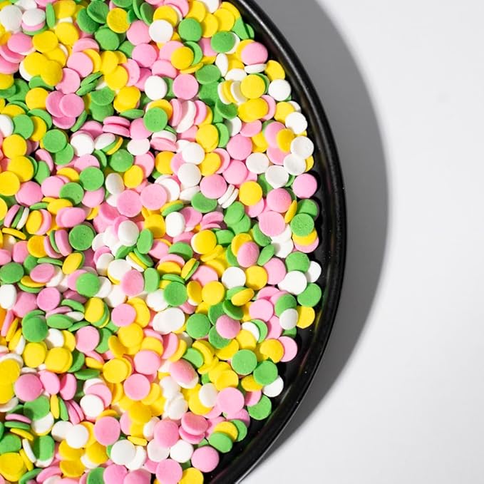 NIPEOR Rainbow Sprinkles Confetti Sprinkles 3.53oz/100gEdible Sprinkle Topping Confetti Sprinkles, Round Sprinkles for Cake Decorating, Cupcake Candy Sprinkles and Ice Cream Toppings (Rainbow Confetti Yellow Orange Blue)