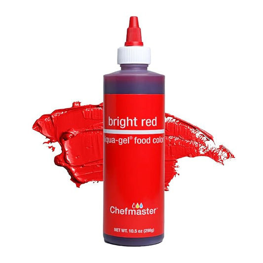 Chefmaster Bright Red Liqua-Gel® Food Coloring | Vibrant Color | Professional-Grade Dye for Icing, Frosting, Fondant | Baking & Decorating | Fade-Resistant | Easy-to-Use | Made in USA | 10.5 oz