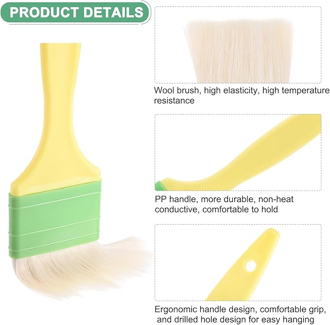 2-Pack Pastry Brush, Wool Basting Baking BBQ Oil Brush for Cooking/Barbecue/Kitchen [2"]