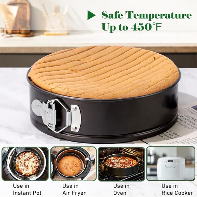 4 Pack Springform Pan Tins Set 4, 7, 9,10 Inch Baking Mold Round Leakproof Nonstick Removable Bottom Bakeware for Cake Cheesecakes Pie Pizza and Quiches