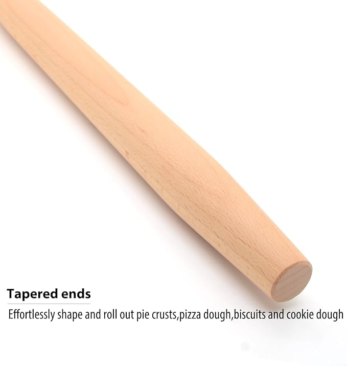 Wooden French Rolling Pin for Baking and Pastry (beech wood, 16 inches)