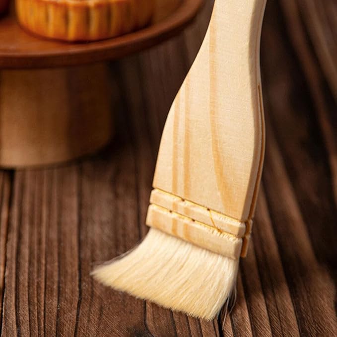 STOBAZA Wooden Handle Oil Brush 4 Pack Pastry Brushes for Baking Bbq Basting Brush for Grilling Kitchen Cooking Tool for Spreading Sauce Butter and Marinade