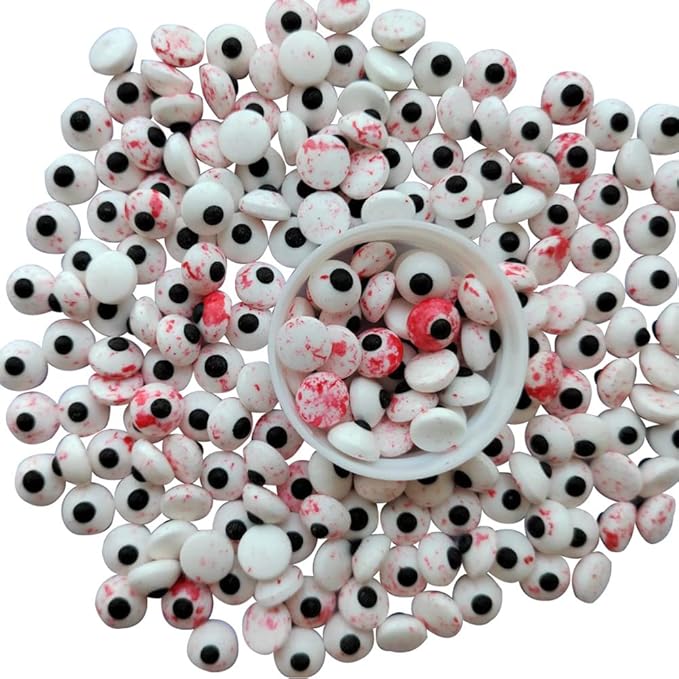 1 Bottle Candy Eyeballs Bloody Red Eyes Cake Cupcake Toppers Cookie Decorations Edible Dessert Sprinkles for Halloween Christmas Cake Cupcakes Decoration