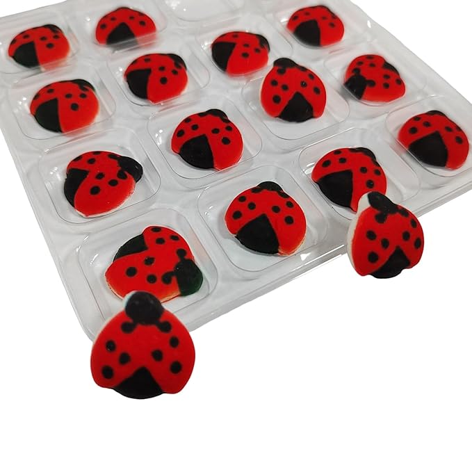 Edible Candy Ladybug Cake Decorations Dessert Sugar Sprinkles for Cake Decorating Cookie DIY Cupcake Topper Icing Frosting Decoration Birthday Halloween Christmas Party Supplies
