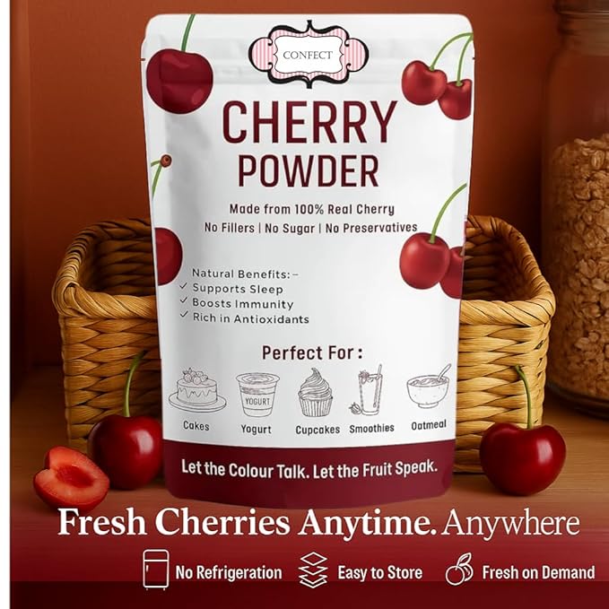 Confect Cherry Powder | Pure & Natural Fruit Powder for Smoothies, Baking, Beverages, Juices, Tea & DIY Recipes | Vegan, Gluten-Free, No Added Sugar – 4 OZ