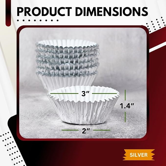 Green Direct Cupcake Liners - Standard Size Cupcake Wrappers to use for Pans or carrier or on stand - Paper Baking Cups, Silver, (Pack of 240)
