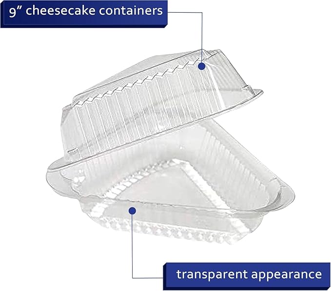 MT Products Clear Cake Slice Container - Medium Deep Cheesecake Pie Slice Containers (Pack of 20) - Made in USA