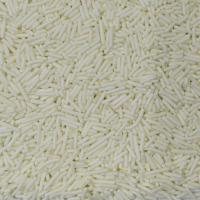 Homankit White Jimmies Sprinkles Edible White Sprinkle Candy Soft Jimmies Toppings for Ice Cream, Cupcake, Cake, Cookie, Dessert Decorating 2.75 Ounces