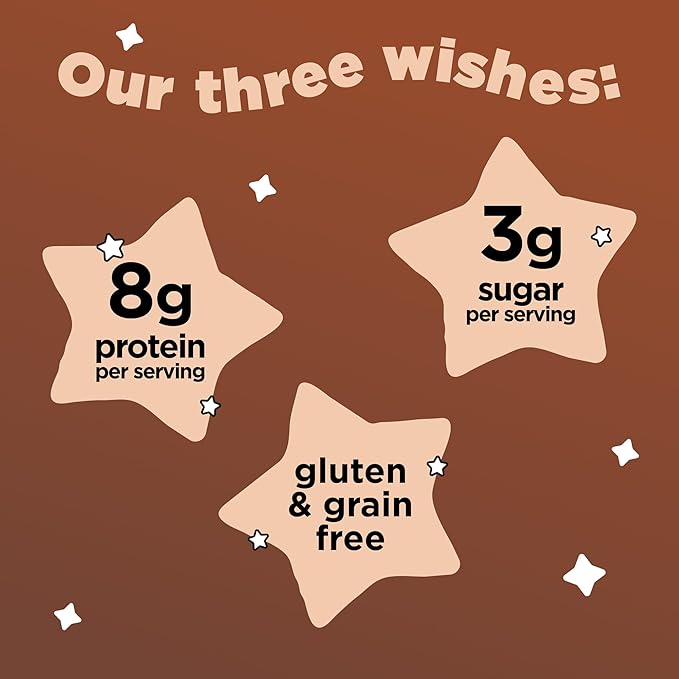 Three Wishes Grain-Free & Protein Cereal - Healthy, Low Sugar & Gluten-Free Breakfast Cereal - Low Carb, Plant-Based, Vegan & Non-GMO - Cocoa, 4-Pack