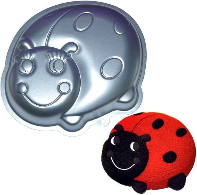 Ulalaza 3D Ladybug Baking Pan Aluminum Cake Mold DIY Birthday Cake Mould Kitchen Supplies