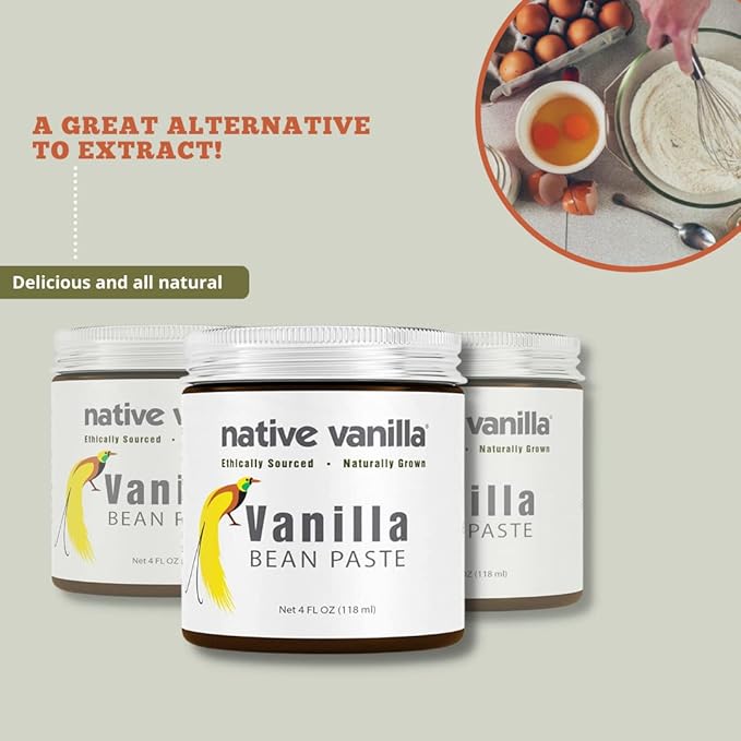 Vanilla Bean Paste - Native Vanilla - All Natural Pure Vanilla Bean Paste - Made with Organic Agave Syrup - For Cooking, Baking & Desserts - 100% Vegan & Kosher - Non-GMO & Gluten-Free - 4 oz (Pack of 2)