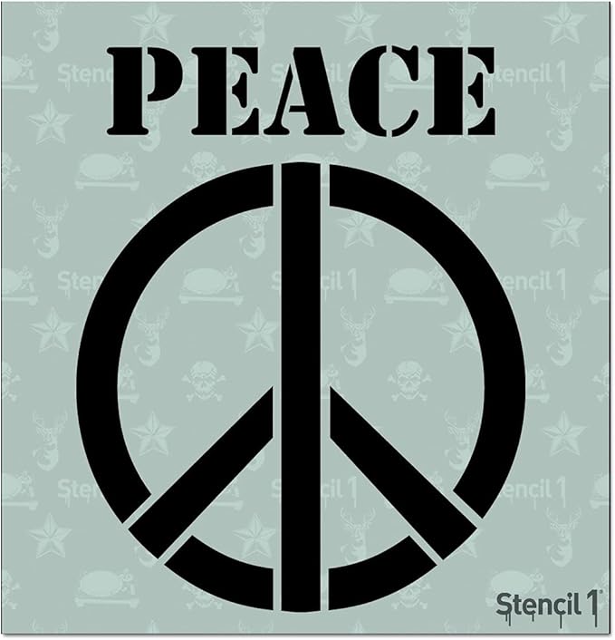 Stencil1 Peace Sign Stencil – Reusable Winter Template for DIY Crafts, Holiday Decor, Painting on Wood, Fabric, Cards & More - 5.75" x 6"