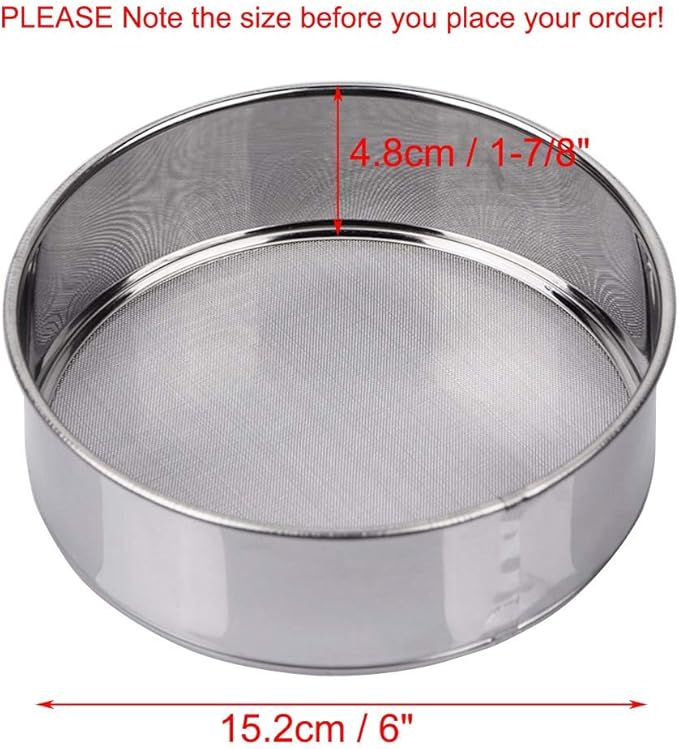 Flour Sifter for Baking - 60 Mesh Stainless Steel 6inch Small Tamis Round Sifter,Mini Fine Mesh Flour Sieve(6 Inch, 60m Mesh)