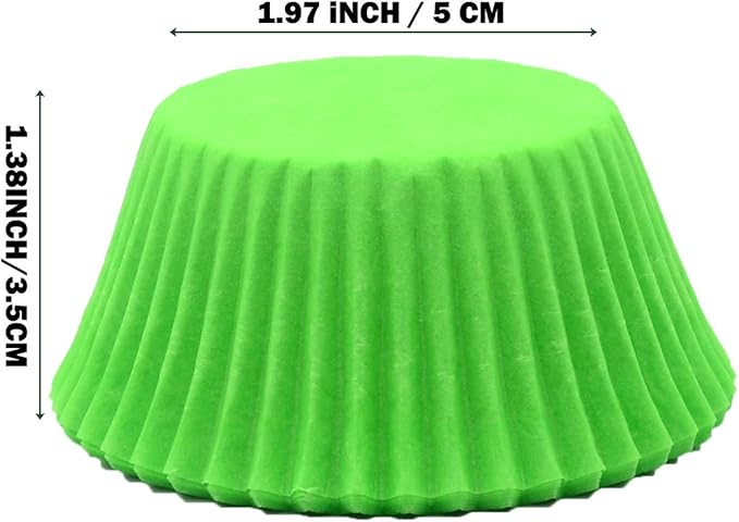 Premium Green Greaseproof Cupcake Liners Muffin Paper Baking Cups Standard Size, 100-Count