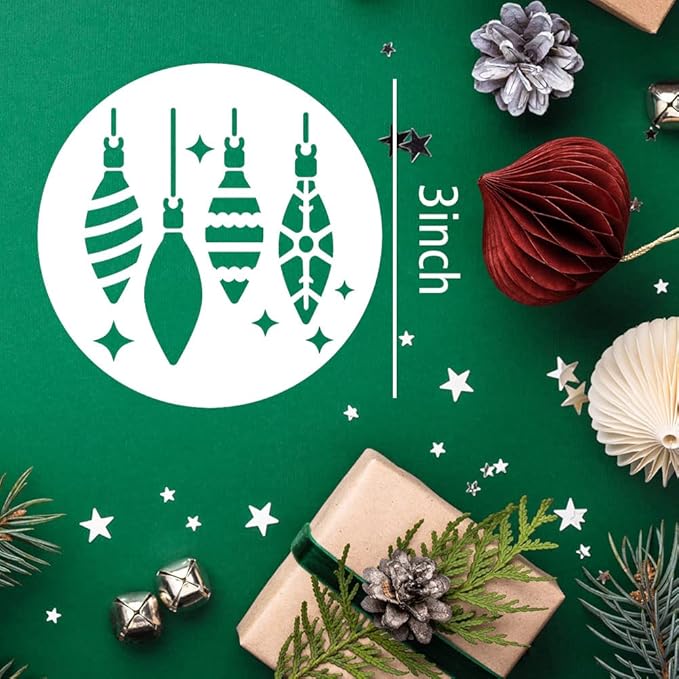 Christmas Stencils for Painting on Wood, 3x3' Reusable Holiday Drawing Templates for DIY Crafts