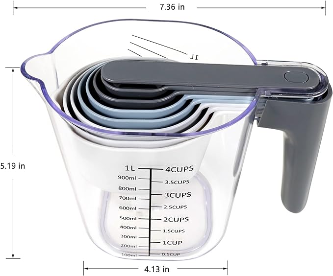 13-Piece Measuring Cups and Spoons Set with Flour Duster, Egg Separator, and Whisk, BPA-Free, Dishwasher Safe Kitchen Baking Tools Gift