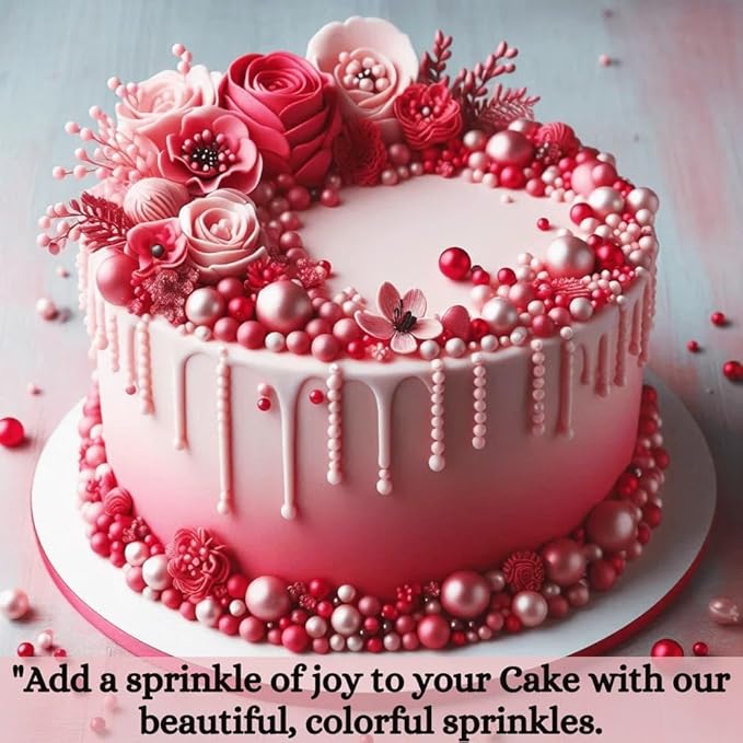 Confect Love Pink Pearl Disco Ball Sprinkles - Edible Cake & Cupcake Decorating Sprinkles, Decorative Sugar Pearls for Desserts and Cookies | Vegan, Gluten-Free, Soy-Free, Dairy-Free, Palm Oil-Free – 4.2 Oz