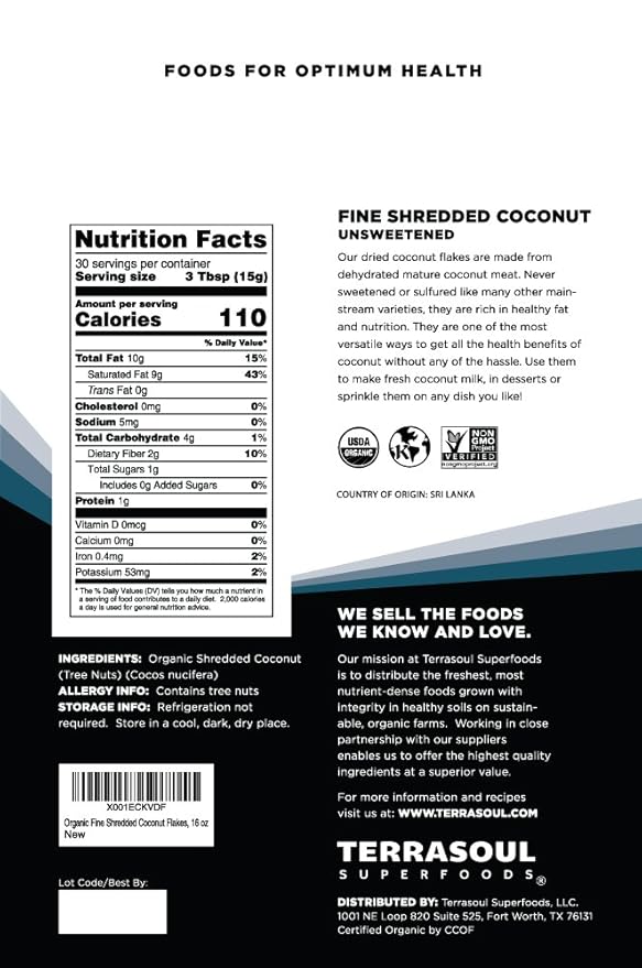 Terrasoul Superfoods Organic Coconut Flakes, 3 Lbs (3 Pack) - Finely Shredded | Macaroon Cut