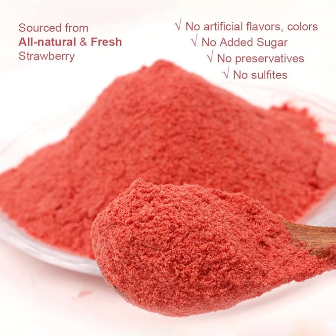 Fraunitsh Strawberry Powder 7.05oz | Freeze Dried Strawberries Powder | Natural Fruit Powder Berry Source | Strawberry Flavoring for Drinks, Cakes, Smoothie, Icing | No Sugar Added & No Additives
