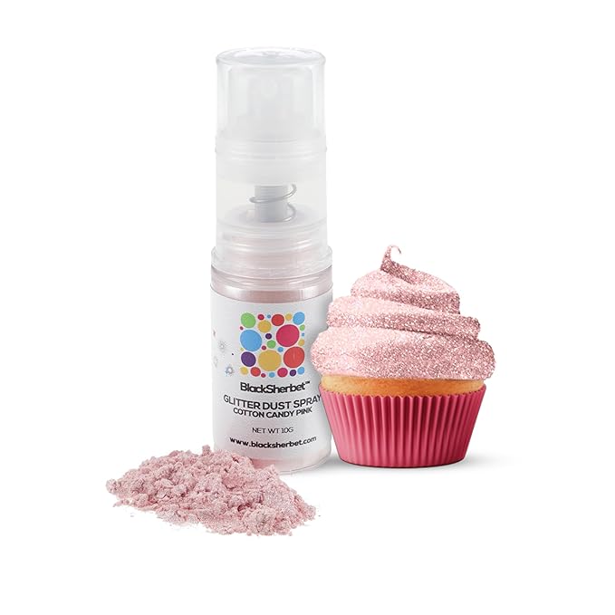 Blacksherbet Edible Glitter Spray, (10g) | 100% Edible | Cakes, Cupcakes, Cocktails, Edible Drink Glitter, Chocolate. Food Grade Glitter & Dusts. Kosher (Cotton Candy Pink)