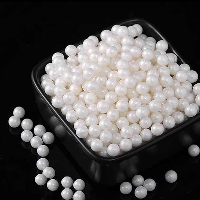 PhilaeEC White Peals 7mm Size Sprinkles for Cake Decoration Edible Candy Baking Cookie Cupcake Toppers Wedding Party Valentines Halloween Christmas Supplies 3.53oz