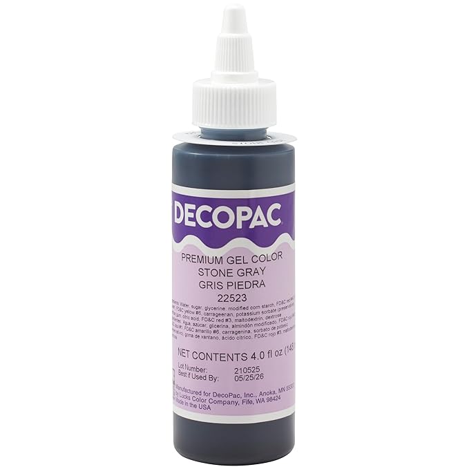 DecoPac Stone Gray Trend Premium Gel Color Cake Decorations, Gray Food Coloring - Gray Gel Color - 4 Fl Oz
