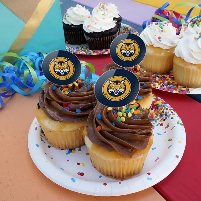Quinnipiac University Primary Logo Cupcake Picks Toppers Decoration Set of 6