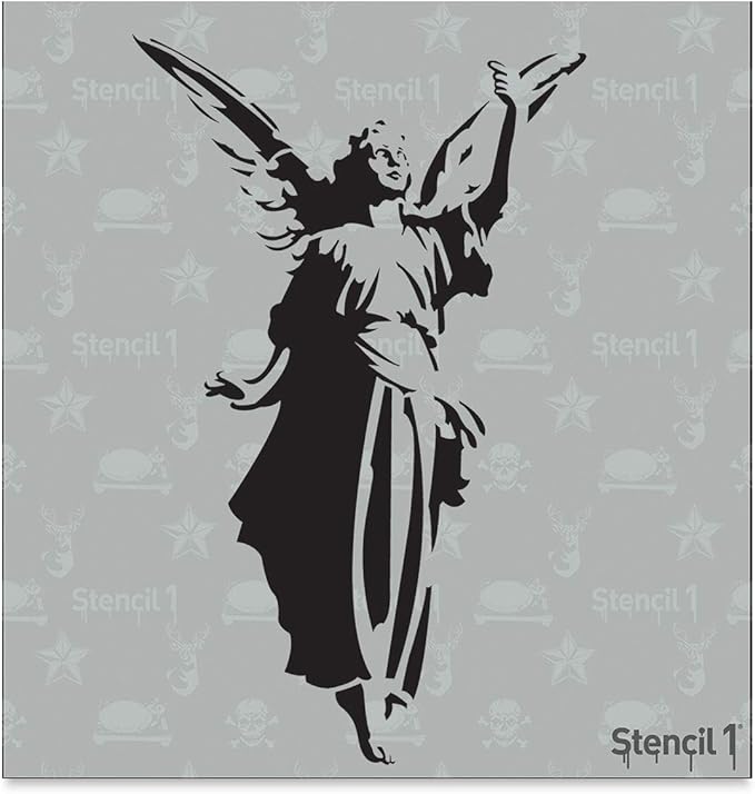 Stencil1 Angel Stencil – Reusable Winter Christian Christmas Heavenly Template for DIY Crafts, Holiday Decor, Painting on Wood, Fabric, Cards - 5.75" x 6"