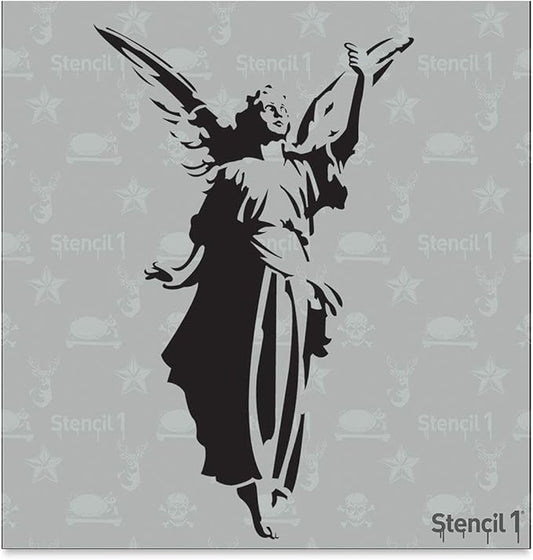 Stencil1 Angel Stencil – Reusable Winter Christian Christmas Heavenly Template for DIY Crafts, Holiday Decor, Painting on Wood, Fabric, Cards - 5.75" x 6"