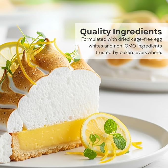 Chefmaster Meringue Powder Deluxe, Professional-Grade Egg White Substitute for Meringue Cookies, Pie Filling, Royal Icing, Non-GMO, Easy-to-Use, Made in USA, 8 oz
