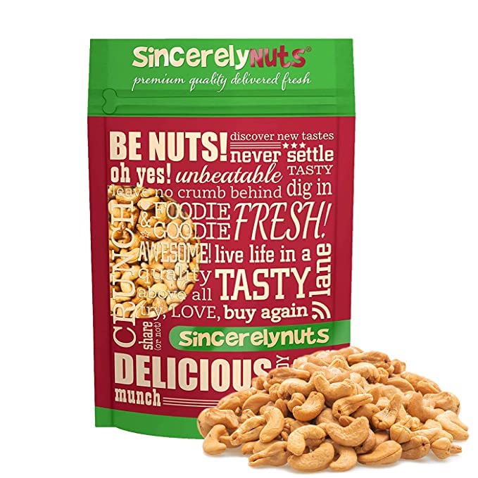 Sincerely Nuts – Whole Cashews Roasted and Salted | One Lb. Bag | Deluxe Kosher Snack Food | Healthy Source of Protein, Vitamin & Mineral Nutritional Content | Gourmet Quality Vegan Cashew Nut
