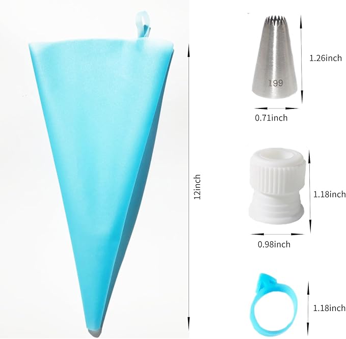 Piping Bags and Tips Set,11pcs Cake Decorating Kit with 2pcs Reusable Icing Pastry Bag, 6 Different Icing Bags Tips, 1 Piping Bag Coupler and 2 Frosting Bags Ties